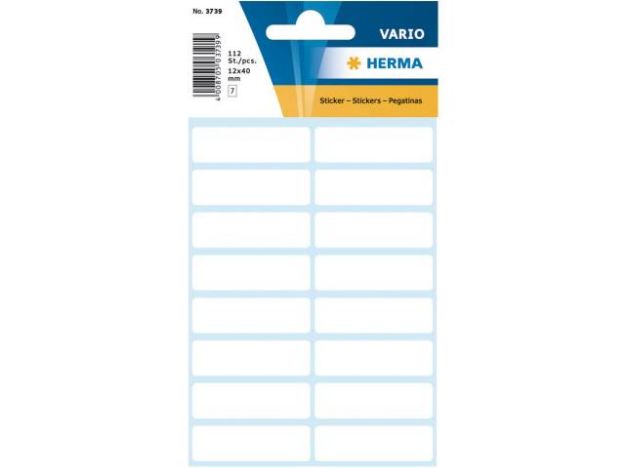 Bild von Haftetiketten 3739 12x40 weiss - Eine Verkaufseinheit = 10 Stück