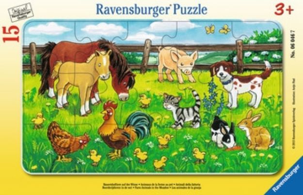 Bild von Ravensburger 06046 Rahmenpuzzle Bauernhoftiere auf der Wiese 15 Teile