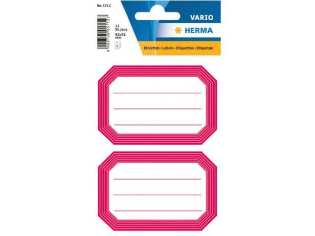 Bild von Buchetiketten 82x55 roter Rand liniert 12 Stück - Eine Verkaufseinheit = 10 Stück - 5712