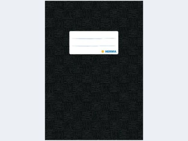 Bild von Heftschoner A5 schwarz m Schild und Bastprägung - Eine Verkaufseinheit = 25 Stück - 7429