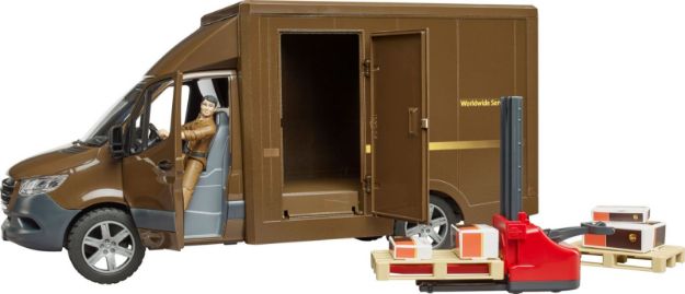 Bild von Bruder 02678 MB Sprinter UPS mit Fahrer und Zubehör