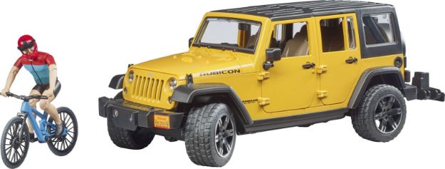 Bild von Bruder 2543 Jeep Wrangler Rubicon Unlimited mit 1 Mountainbike und Radfahrer - 02543