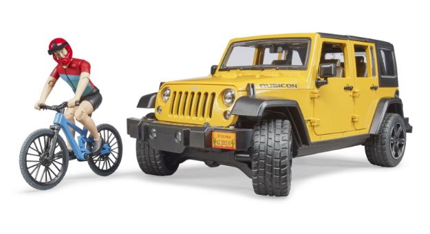Bild von Bruder 2543 Jeep Wrangler Rubicon Unlimited mit 1 Mountainbike und Radfahrer - 02543