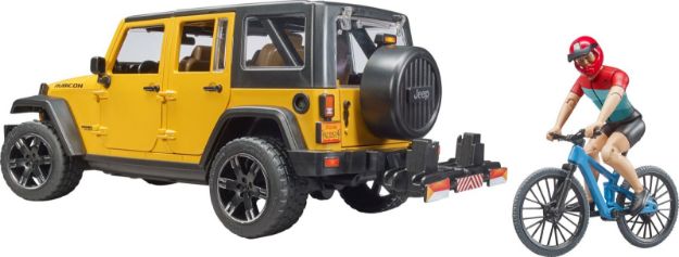 Bild von Bruder 2543 Jeep Wrangler Rubicon Unlimited mit 1 Mountainbike und Radfahrer - 02543