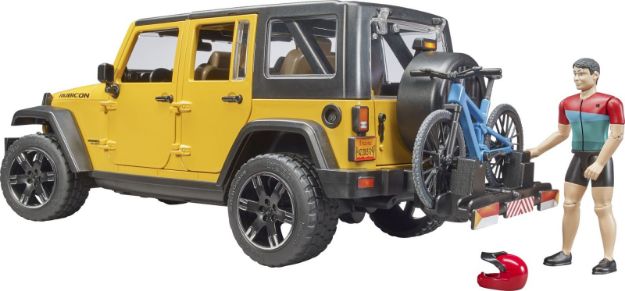Bild von Bruder 2543 Jeep Wrangler Rubicon Unlimited mit 1 Mountainbike und Radfahrer - 02543