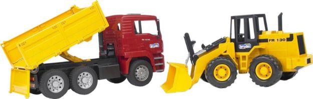 Bild von Bruder 02752 MAN TGA Kipplastwagen und Gelenkradlader FR130