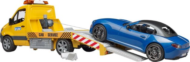 Bild von Bruder 02675 MB Sprinter Autotransporter m. Light + Sound Modul und Bruder Roadster