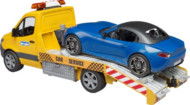 Bild von Bruder 02675 MB Sprinter Autotransporter m. Light + Sound Modul und Bruder Roadster