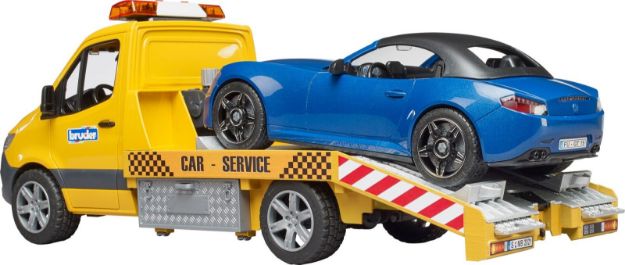 Bild von Bruder 02675 MB Sprinter Autotransporter m. Light + Sound Modul und Bruder Roadster