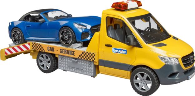 Bild von Bruder 02675 MB Sprinter Autotransporter m. Light + Sound Modul und Bruder Roadster