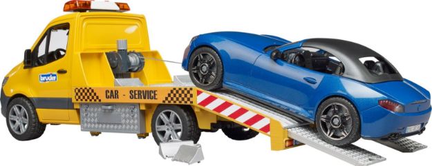 Bild von Bruder 02675 MB Sprinter Autotransporter m. Light + Sound Modul und Bruder Roadster