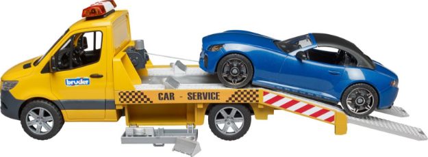 Bild von Bruder 02675 MB Sprinter Autotransporter m. Light + Sound Modul und Bruder Roadster