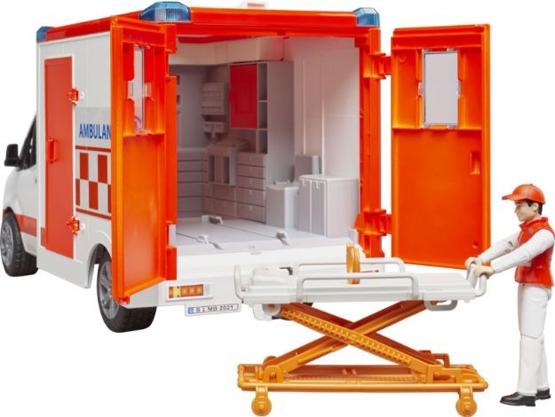Bild von Bruder 02676 MB Sprinter Ambulanz mit Fahrer und Light + Sound Modul