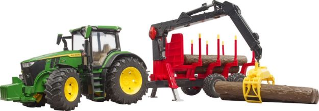 Bild von Bruder 03154 John Deere 7R 350 mit Rückeanhänger und 4 Baumstämmen