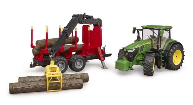 Bild von Bruder 03154 John Deere 7R 350 mit Rückeanhänger und 4 Baumstämmen