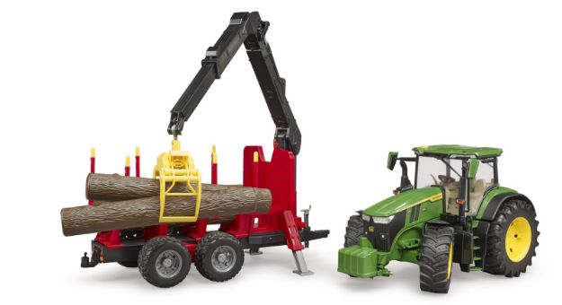 Bild von Bruder 03154 John Deere 7R 350 mit Rückeanhänger und 4 Baumstämmen