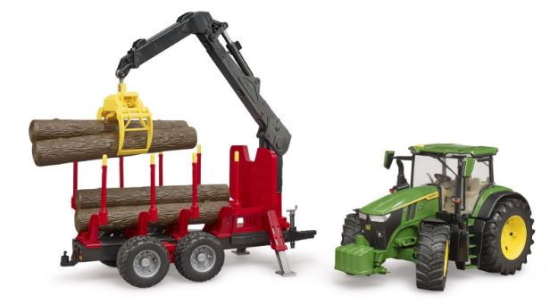Bild von Bruder 03154 John Deere 7R 350 mit Rückeanhänger und 4 Baumstämmen