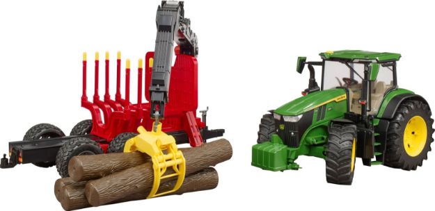 Bild von Bruder 03154 John Deere 7R 350 mit Rückeanhänger und 4 Baumstämmen