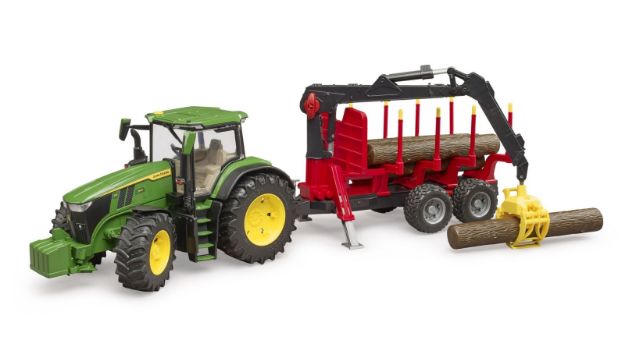 Bild von Bruder 03154 John Deere 7R 350 mit Rückeanhänger und 4 Baumstämmen