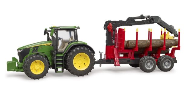 Bild von Bruder 03154 John Deere 7R 350 mit Rückeanhänger und 4 Baumstämmen