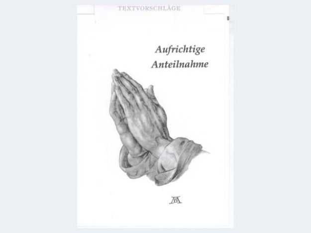 Bild von Trauer betende Hände mit Textvorschlägen - Eine Verkaufseinheit = 5 Stück - 81-TV05