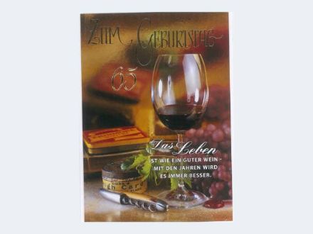 Zeige Details für Geburtstag 65. Rotwein - Eine Verkaufseinheit = 5 Stück - 55-7365 Bild von Geburtstag 65. Rotwein - Eine Verkaufseinheit = 5 Stück - 55-7365