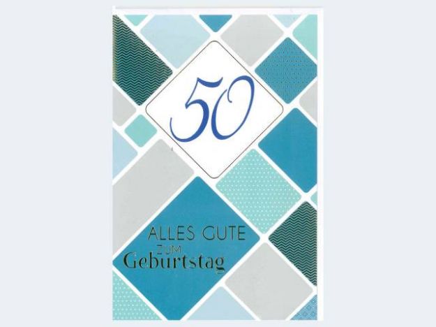 Bild von Zahlengeburtstag 50. blau gemustert - Eine Verkaufseinheit = 5 Stück - 52-2196/50