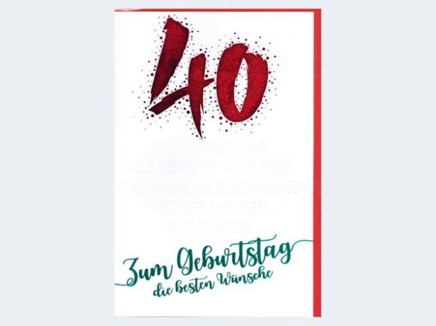 Bild von Zahlengeburtstag 40 schlicht rot - Eine Verkaufseinheit = 5 Stück - 55-8046/40