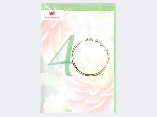 Bild von Zahlengeburtstag 40 Blumen mit Innendruck - Eine Verkaufseinheit = 5 Stück - 52-3240