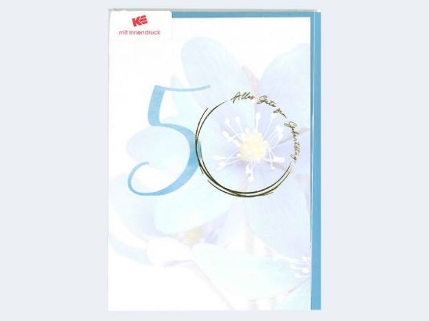 Bild von Zahlengeburtstag 50 Blumen mit Innendruck - Eine Verkaufseinheit = 5 Stück - 52-3250