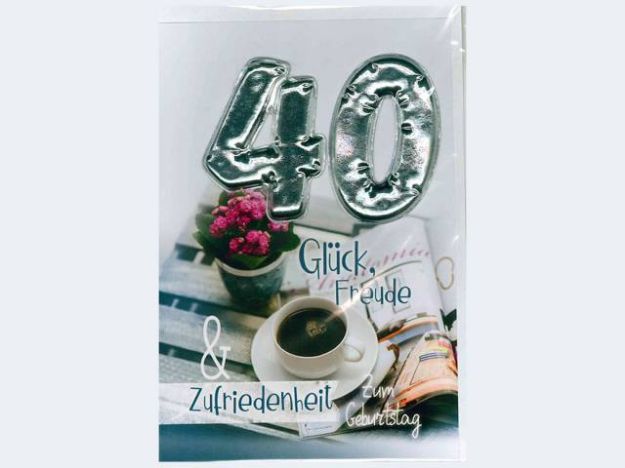 Bild von Zahlengeburtstag 40 Kaffee Blumen Applikation Ball - Eine Verkaufseinheit = 6 Stück - 52-5240