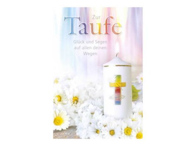 Bild von Taufe Kerze Blumen - Eine Verkaufseinheit = 6 Stück - 32-1116
