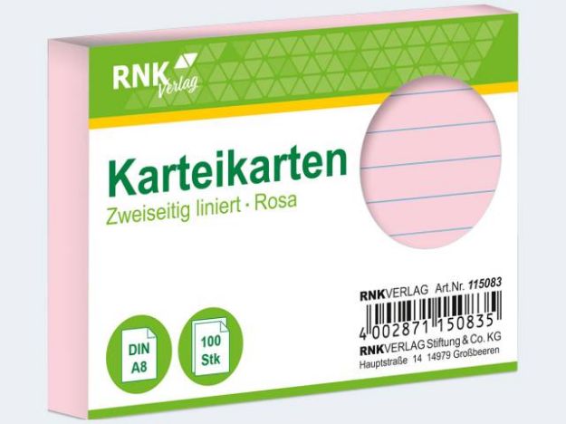 Bild von Karteikarten A8/100 rosa liniert - 115083