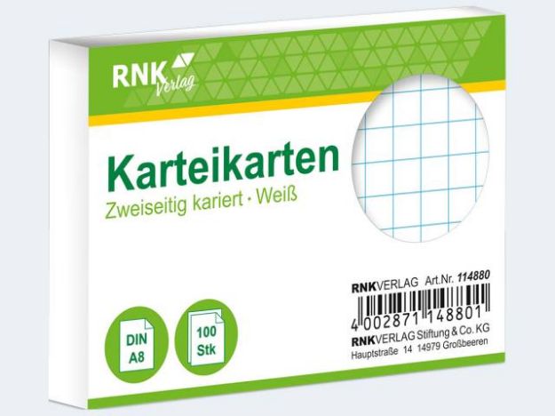 Bild von Karteikarten A8/100 weiß kariert - 114880