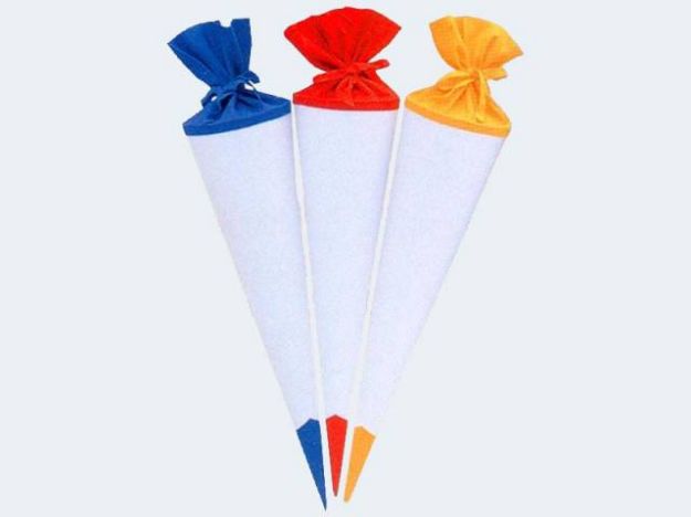 Bild von Schultüte 70cm weiss Filzverschluss - 97840