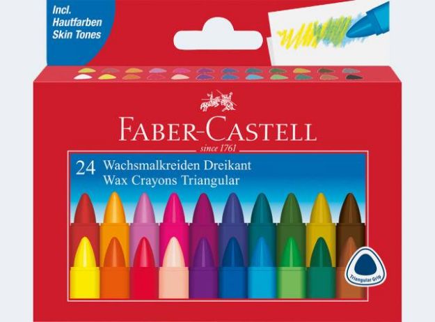 Bild von 24 Wachsmalkreiden dreikant im Kartonetui - 120024