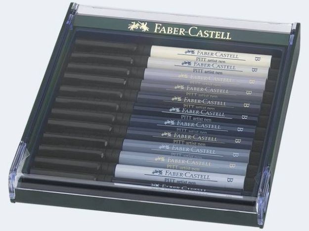 Bild von Tuschestift Pitt Artist Pen B 12x grau - 267423