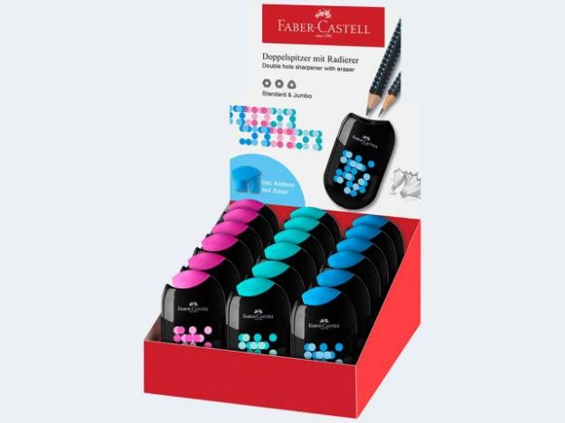 Bild von Doppelspitzdose Two Tone mit Radierer 3 Farben - Eine Verkaufseinheit = 18 Stück - 183535