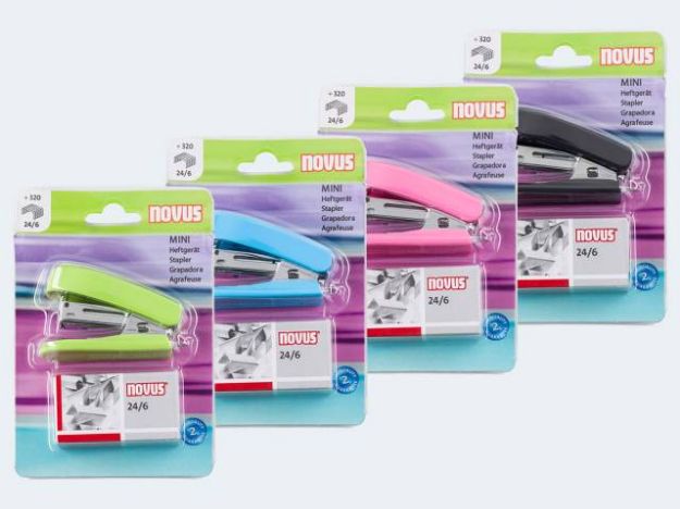 Bild von 12 Mini Hefter Novus fbg. - BLMINI99