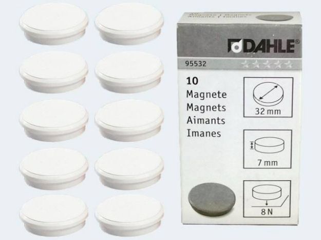 Bild von Haftmagnete 32mm weiss 0,8KP Haftkraft - Eine Verkaufseinheit = 10 Stück - 00.01.95532