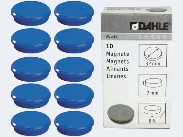 Bild von Haftmagnete 32mm blau 0,8 KP Haftkraft - Eine Verkaufseinheit = 10 Stück - 00.06.95532