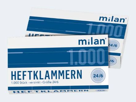 Zeige Details für Milan 1000 Heftklammern 24/6 - Eine Verkaufseinheit = 10 Stück - 824 vz Bild von Milan 1000 Heftklammern 24/6 - Eine Verkaufseinheit = 10 Stück - 824 vz
