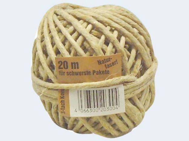 Bild von Bindfaden 20m extra-stark Naturfaser dreifach Kordel - Eine Verkaufseinheit = 10 Stück - 213026
