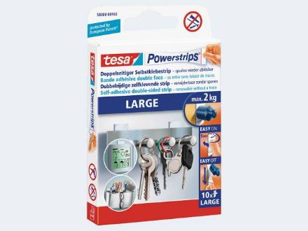 Zeige Details für 10 Tesa Powerstrips Large je 2000g Haltekraft - 58000-101-10 Bild von 10 Tesa Powerstrips Large je 2000g Haltekraft - 58000-101-10