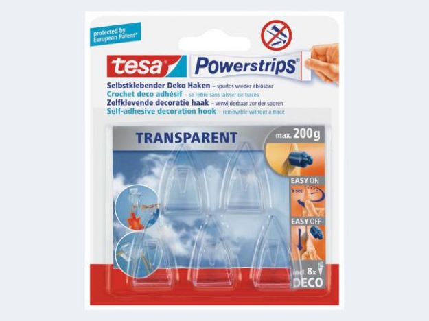 Bild von 8 Tesa Powerstrips Deco-Haken je 200g Haltekraft - 58900-13-3
