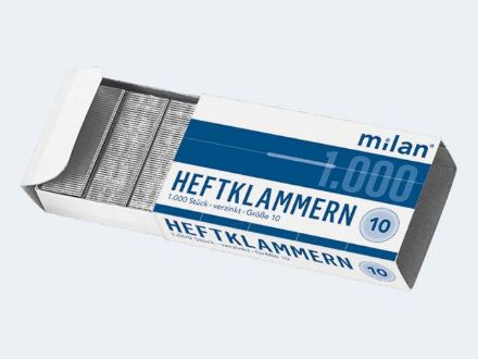 Zeige Details für Milan Heftklammern Nr 10 1000St verzinkt - Eine Verkaufseinheit = 10 Stück - 825 Bild von Milan Heftklammern Nr 10 1000St verzinkt - Eine Verkaufseinheit = 10 Stück - 825