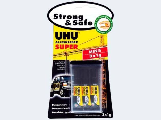 Bild von UHU Alleskleber Strong+Safe minis 3x1g - 44305
