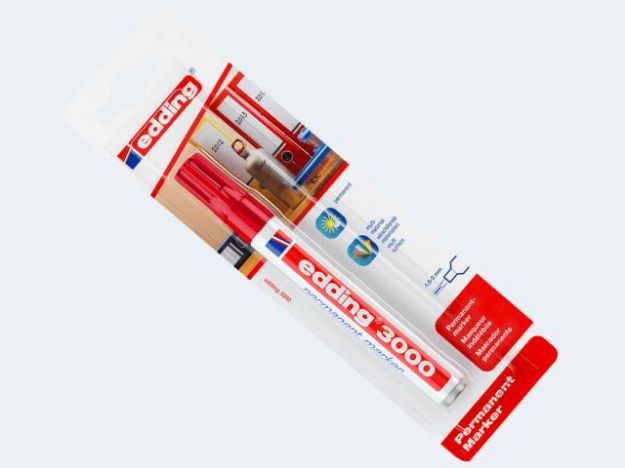 Bild von Edding 3000 rot 1,5-3mm Rundspitze perm Blister - 4-3000-11002