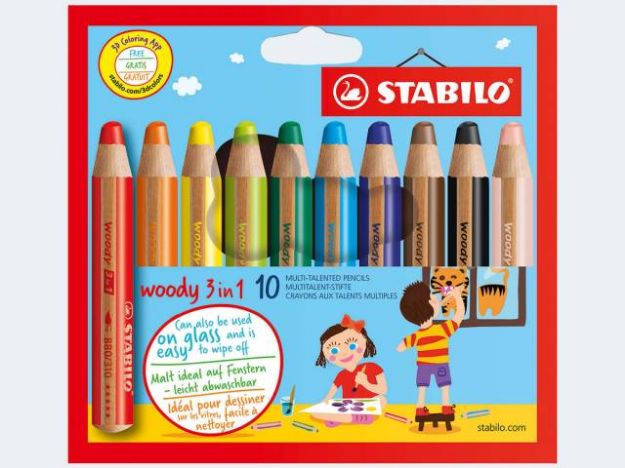 Bild von 10 Woody 3in1 880/10 Pappbox Farb-/Wachs-/Aquarell