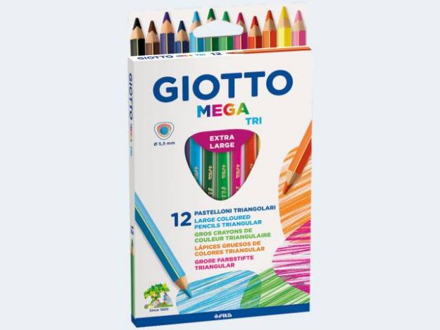 Bild von 12 Farbstifte Giotto MEGA TRI Dick 18cm - 220600